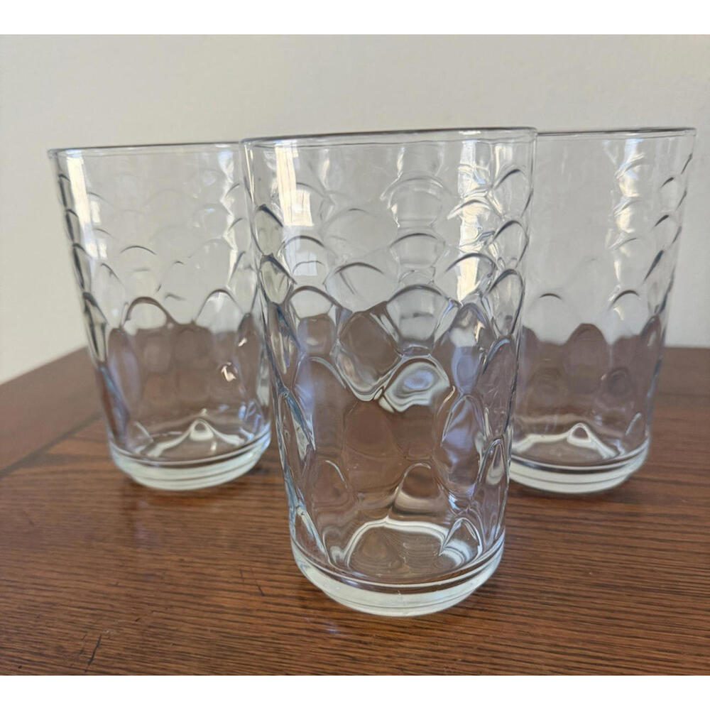 Vintage Libbey Fish Scale Design Tumblers 5.75"tall 3.25" diam 16 oz Set of 4